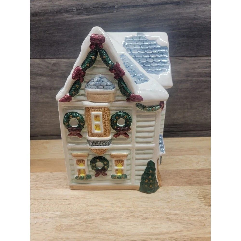 World Bazaar Inc Vintage Christmas House Cookie Jar